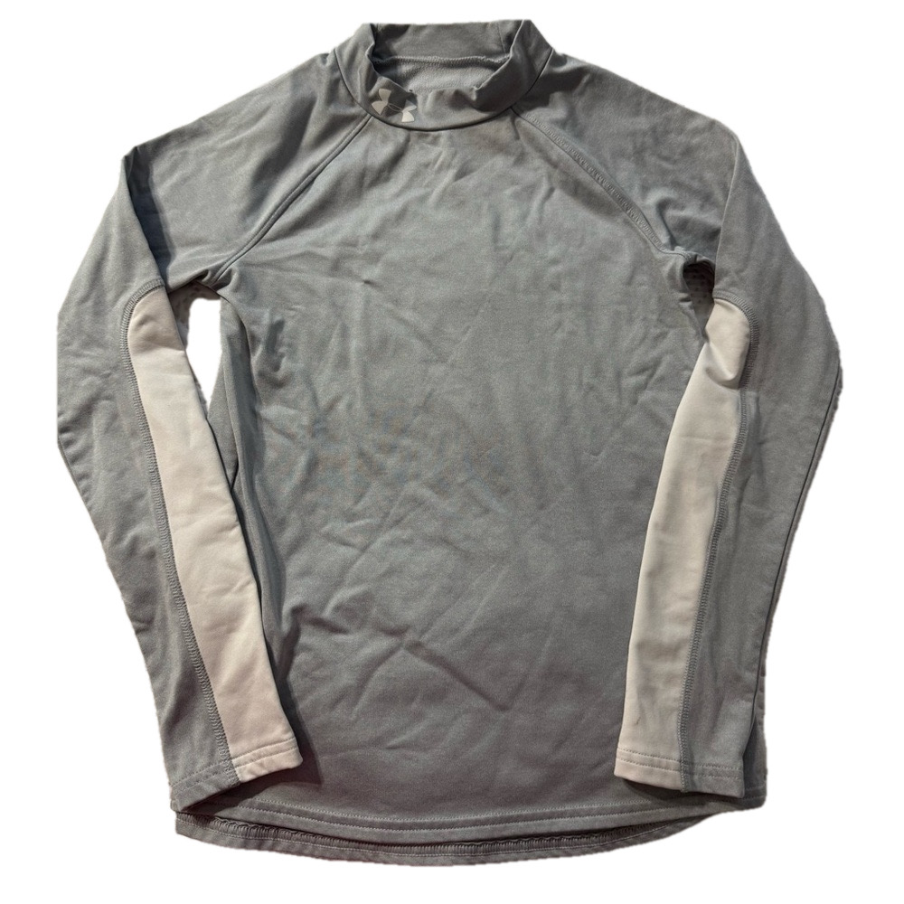 Under Armour Heatgear Base Layer Sports Unisex Youth Large 12/14 Grey White